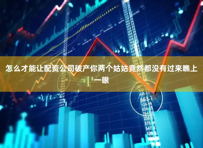 怎么才能让配资公司破产你两个姑姑竟然都没有过来瞧上一眼